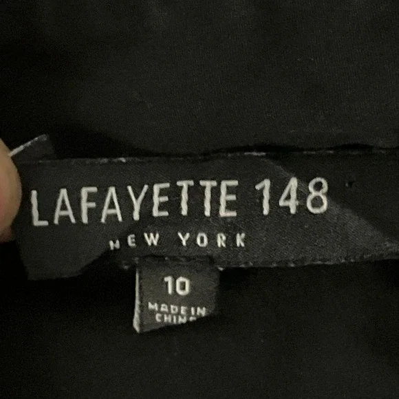 Lafayette 148 New York Womens Black Stretch Poplin Tunic Button Down Shirt Sz 10 - Picture 3 of 12